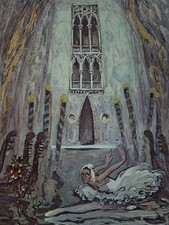 Tableau ancien lithographie originale signée Venise ballet danseuse dlg Chagall