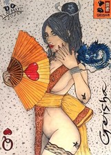 Quadro arte erotica originale , Geisha , pezzo unico