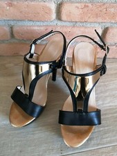 Sandali nero oro  tacco donna