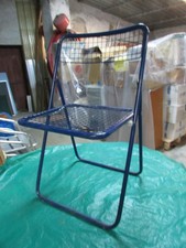 Lotto 4 Sedie Pieghevoli Vintage Anni 80's rete metallica 085 HOUTIQUE F. Giner