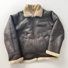 Giacca aviatore bomber vintage Wilsons pelle marrone shearling 44" petto taglia L