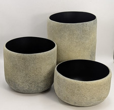 TU.BI IMPERFETTOLAB Designer Italia Fibra di Vetro Interno Nero Set 3 x Vaso Vasi