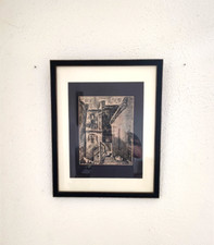 C. Grant - Artista quotato, litografia anni '30 - Paesaggio urbano parigino.