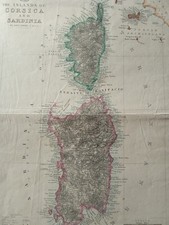 2 Mappe Antiche Originali 1858 - Sardegna Corsica Austria - Weekly Dispatch