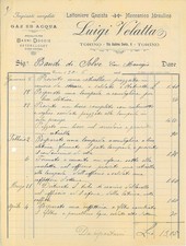 Fattura int. LUIGI VELATTA. Lattoniere, Meccanico, Idraulico. Torino 1906