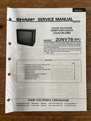 Sharp manuale servizio - manuale, di