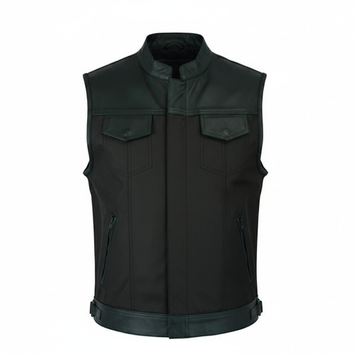 Gilet uomo nero - pelle, tela