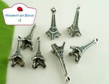 20 Ciondoli Torre Eiffel Argento antico 30x9mm color Argento antico