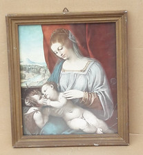 Antico Quadro Stampa Madonna Con Bambino Di Guido Reni