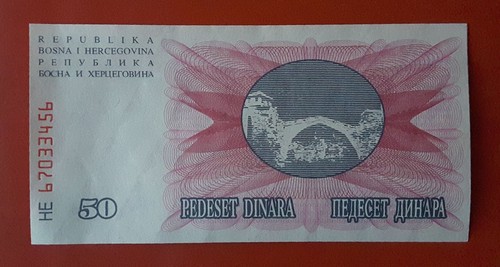 Banconota dinara 1992 ponte - banconota,