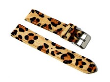 Cinturino orologio vera pelle semi imbottito stampa animalier 24mm leopardo 388