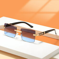 Occhiali da sole quadrati oversize uomo donna lusso oro senza montatura hip hop paralume