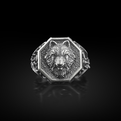 Anello uomo con sigillo - , testa