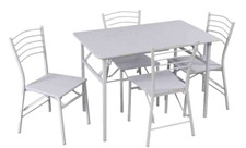 SET TAVOLO CON 4 SEDIE PIEGHEVOLE SALVASPAZIO METALLO LEGNO BIANCO 110*70*74 CM