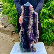 29,1 libbre naturale arcobaleno fluorite obelisco gemma quarzo cristallo bacchetta punto guarigione