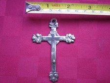 CROCIFISSO MEDAGLIA  COLLANA  ANTICO IN OTTONE VINTAGE CRISTO CROCE ANTICA 