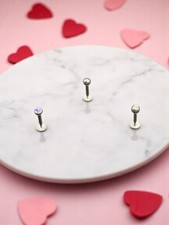 Set da 3 Piercing in Acciaio Chirurgico Asta con base piatta  diametro mm. 1,2