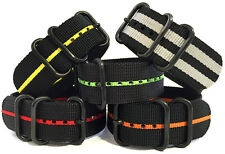 Panatime Cinturino Orologio Nylon Ballistico con Strisce PVD (Nero) Anelli