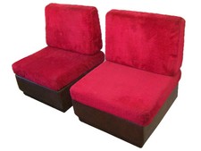 2x Vecchio Poltrona Lounge 70er Anni Clubsessel Culto Design Retrò Peluche Sedia