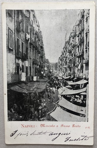 Cartolina napoli mercato basso - mercato,