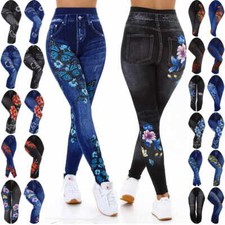 Donna Jeggings High-Waist Strass Brillantini Elasticizzato Sottile Sexy 36 38 S