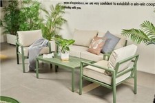 SET TAVOLO E SEDIE GIARDINO ESTERNO ALLUMINIO VERDE MOBILI PATIO METALLO 
