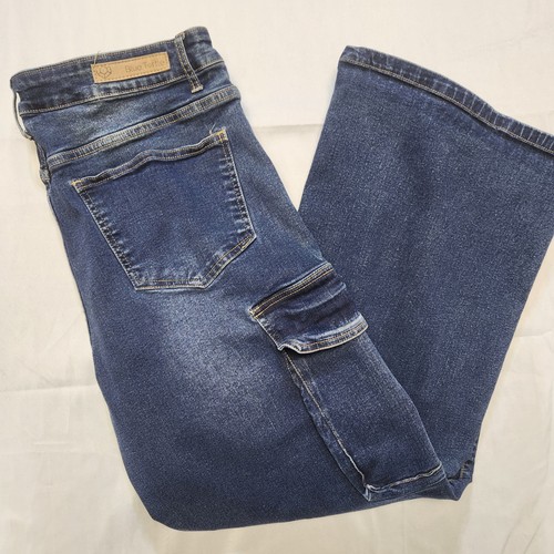 Jeans donna cargo gamba larga