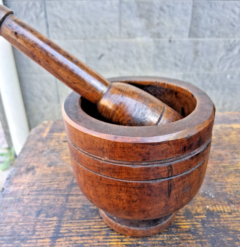Mortaio legno con pestello - mortaio,