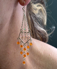 Orecchini donna Pendenti Lunghi in argento 925 Nickel Free con catene cristalli