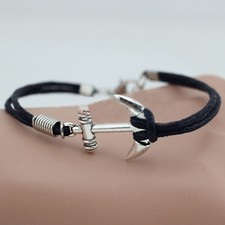 Donna ANCORA BRACCIALETTO Uomo SVENDITA!!! argento Corda Cordino Bracciale bd