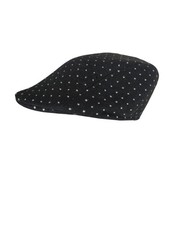 Cappello piatto Charro uomo Basco invernale nero pois