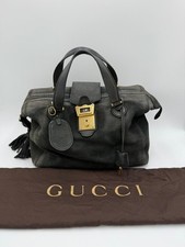 GUCCI BORSA TOTE PADLOCK VINTAGE IN PELLE ANTRACITE INIZIALI 
