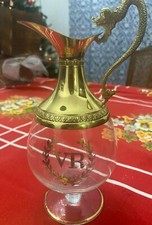 Rara bottiglia Vecchia Romagna cristallo e oro con scritte d'epoca VINTAGE