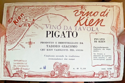 Vecchia etichetta vino pigato - etichetta,