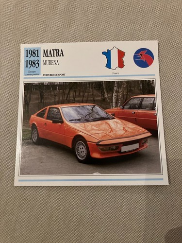 Carte fiche auto matra murena - carte,