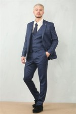Uomo 3 Pezzi Blu Principe di