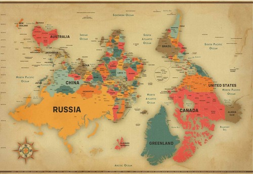 Poster mappa capovolta - mappa,