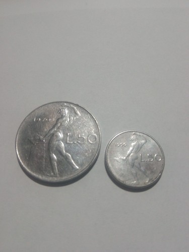 Mini moneta 50 lire - moneta, da