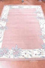 Tappeto Rosa Fantasia Fiori Verdi A Punta Dimensione 170 X 225 Cm