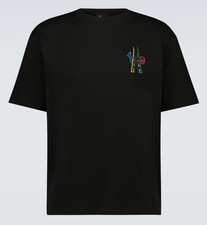 T-shirt uomo nera Moncler Grenoble logo patch cotone manica corta