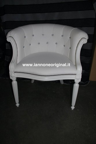 Poltrona sedia pelle - pelle, bianca