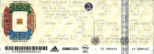 Biglietto stadio milan roma - biglietto, vs