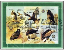 GUINEA BISSAU 2001 ANIMALI UCCELLI RAPACI DIVERSI BLOCCO FOGLIETTO Cat.Y.879-884