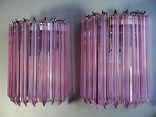 Pair of vintage Murano wall sconce – 9 pink quadriedri