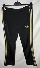 Adidas Pantaloni Donna Tuta TrackPants Trousers Vintage Nero Oro Taglia XS