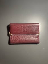 Cartier Vintage Portafoglio, In Vera Pelle Rossa,Slot Carte E Dettagli Oro