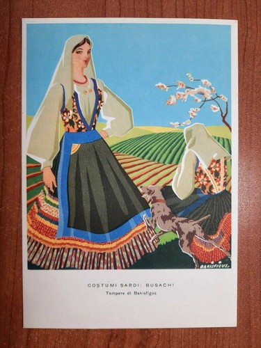 2774 cartolina costumi sardi - costumi,