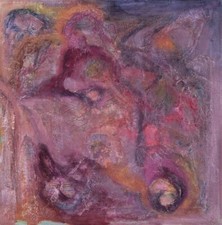 Bente Lausen. Tecnica mista su tela. Composizione astratta. 2004.