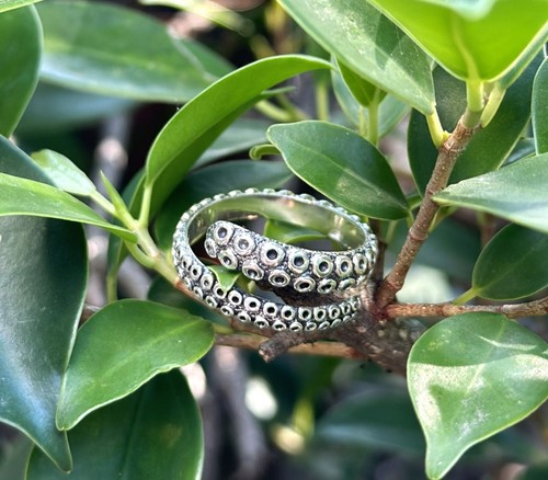 Anello tentacolo polpo argento - polpo,