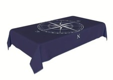 Tovaglia Stile nautico Rosa dei Venti Colore Blu Marino e Bianco 88.9 x 139.7 cm